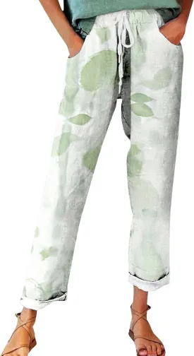 Outfits for Women Summer Wide Leg Pants Drawstring Elastic Waist Pants High Waisted Pants Casual Beach Trousers