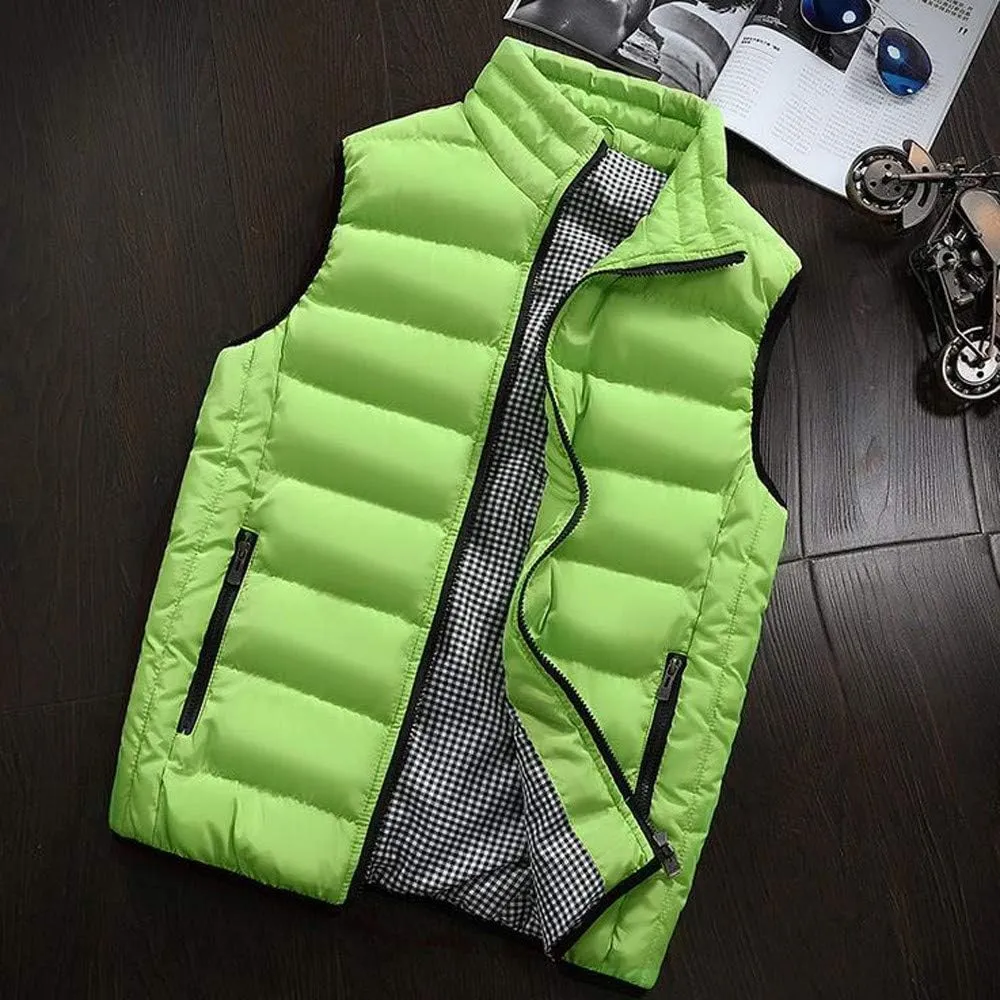 Puffy Vest Men Men's Vest Cardigan High Collar Men's Warm Zip Men's Coats Jackets Stuff for Men Sleeveless Vest for