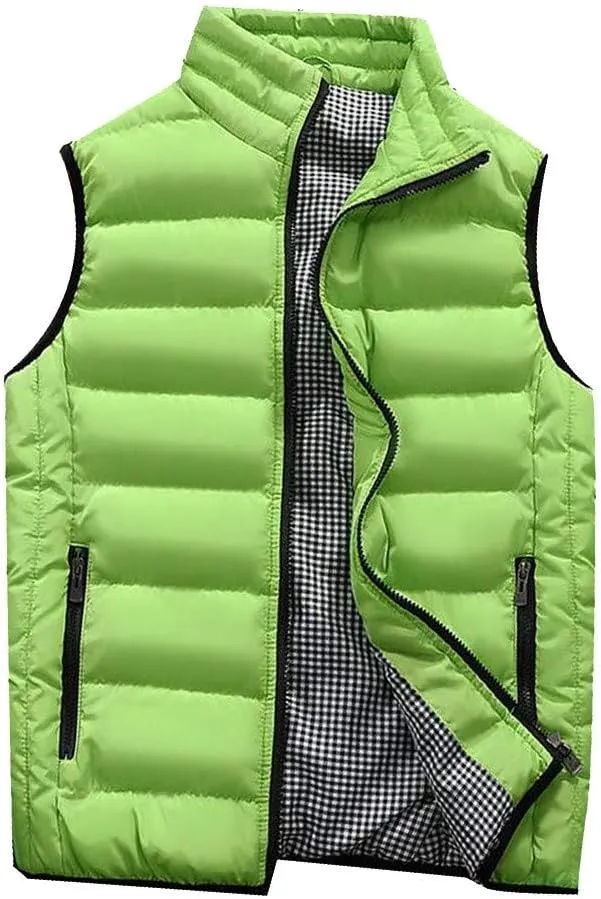 Puffy Vest Men Men's Vest Cardigan High Collar Men's Warm Zip Men's Coats Jackets Stuff for Men Sleeveless Vest for