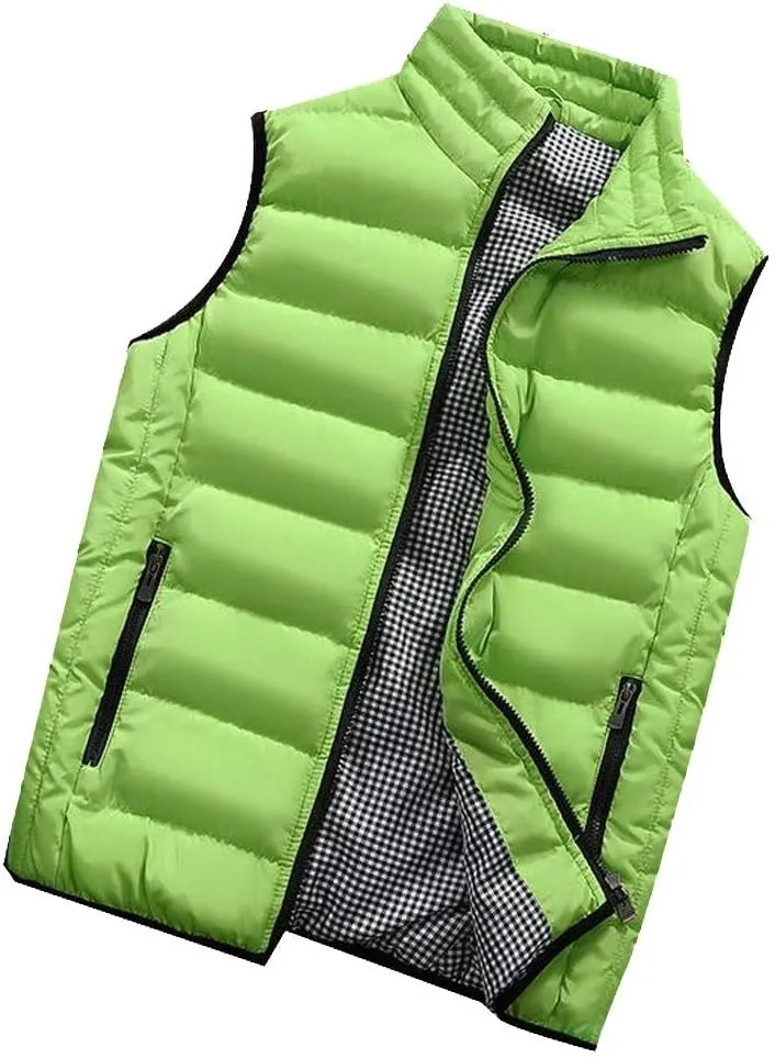 Puffy Vest Men Men's Vest Cardigan High Collar Men's Warm Zip Men's Coats Jackets Stuff for Men Sleeveless Vest for