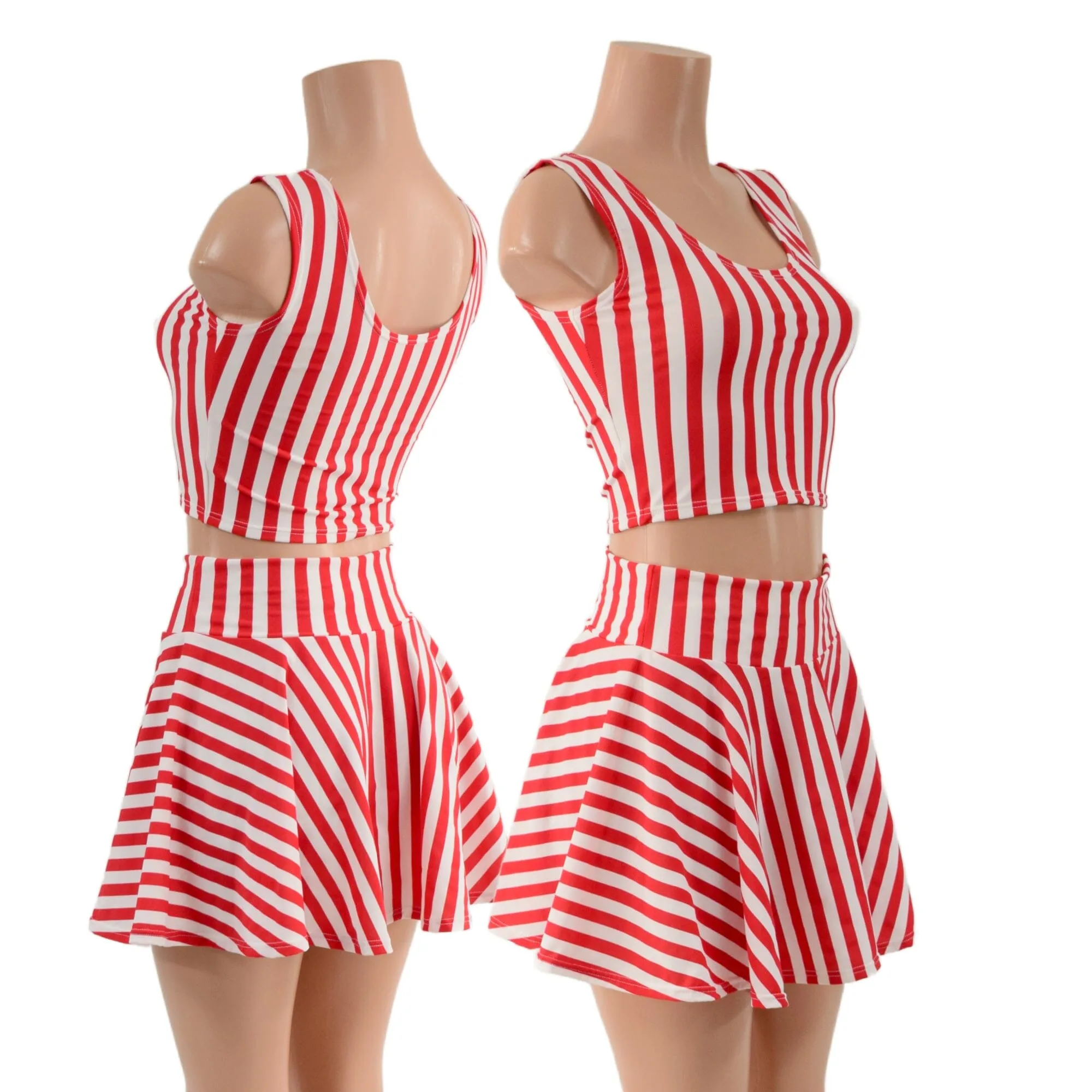Red and White Circus Stripes 15" Circle Cut Skirt OR Top READY to SHIP