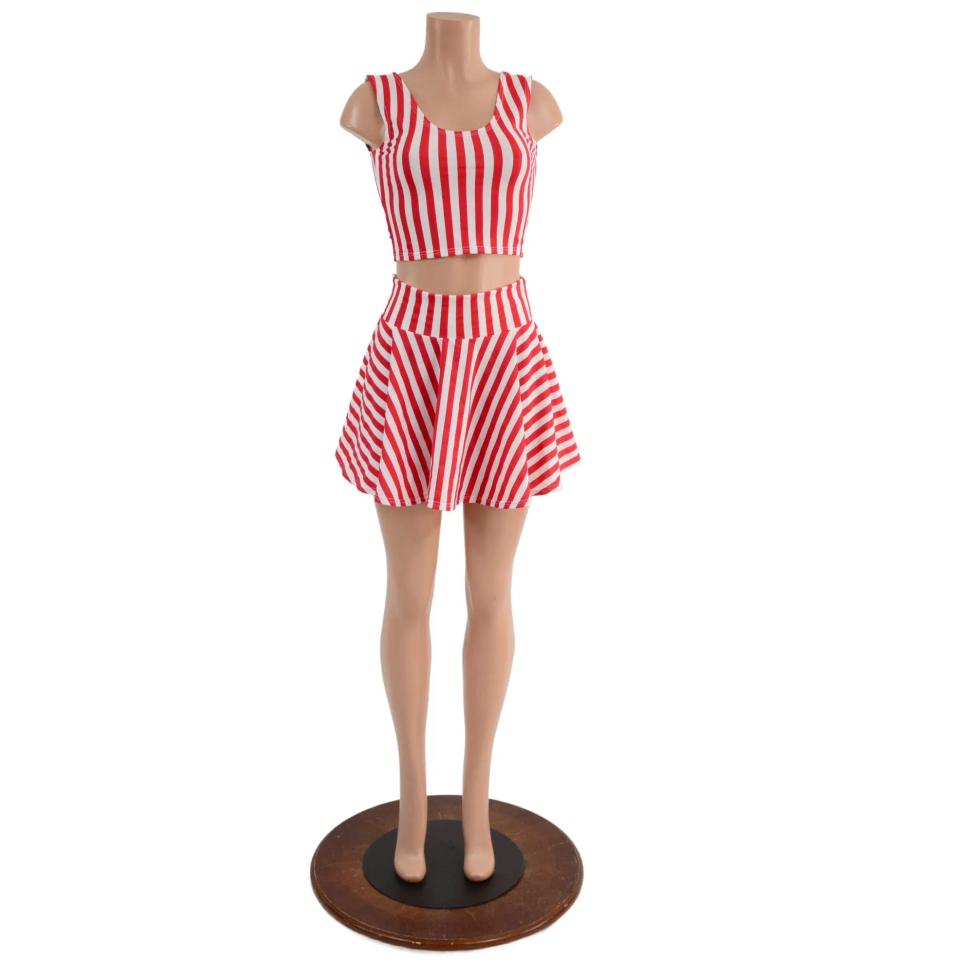 Red and White Circus Stripes 15" Circle Cut Skirt OR Top READY to SHIP