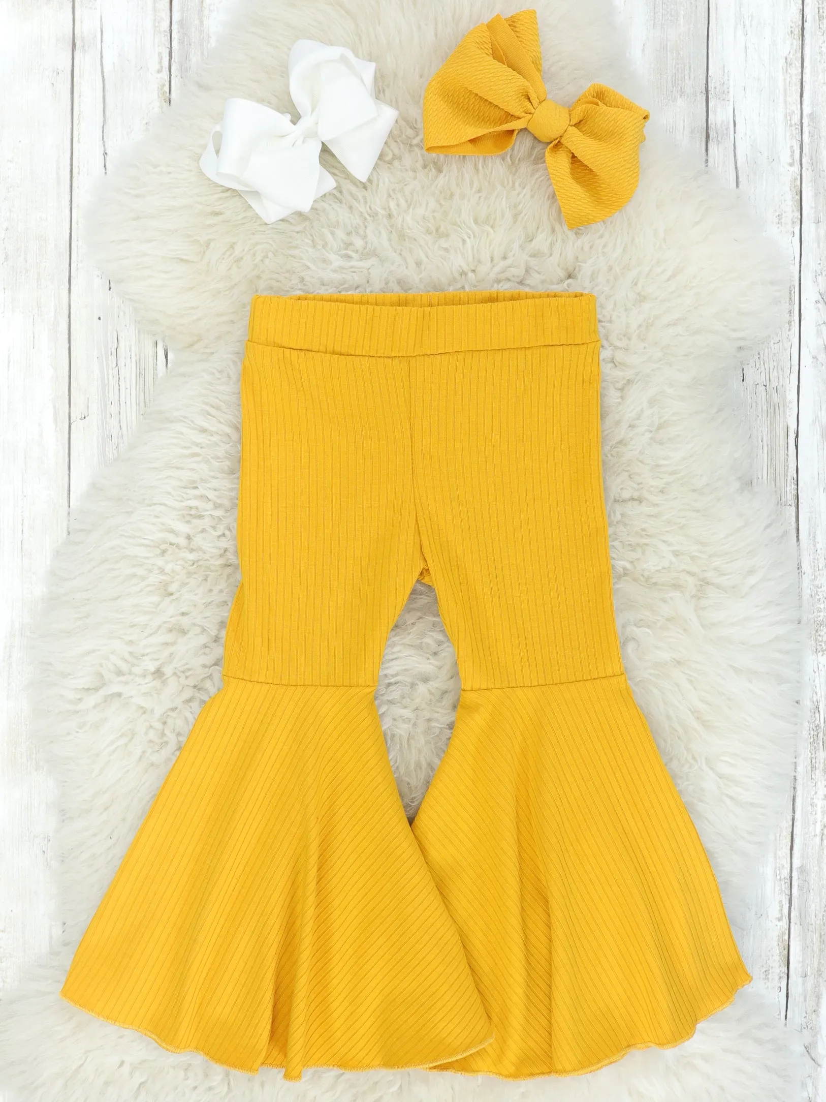 Ribbed Mustard Bell Bottoms