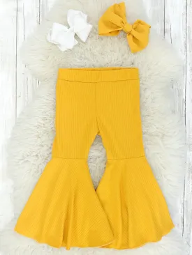 Ribbed Mustard Bell Bottoms