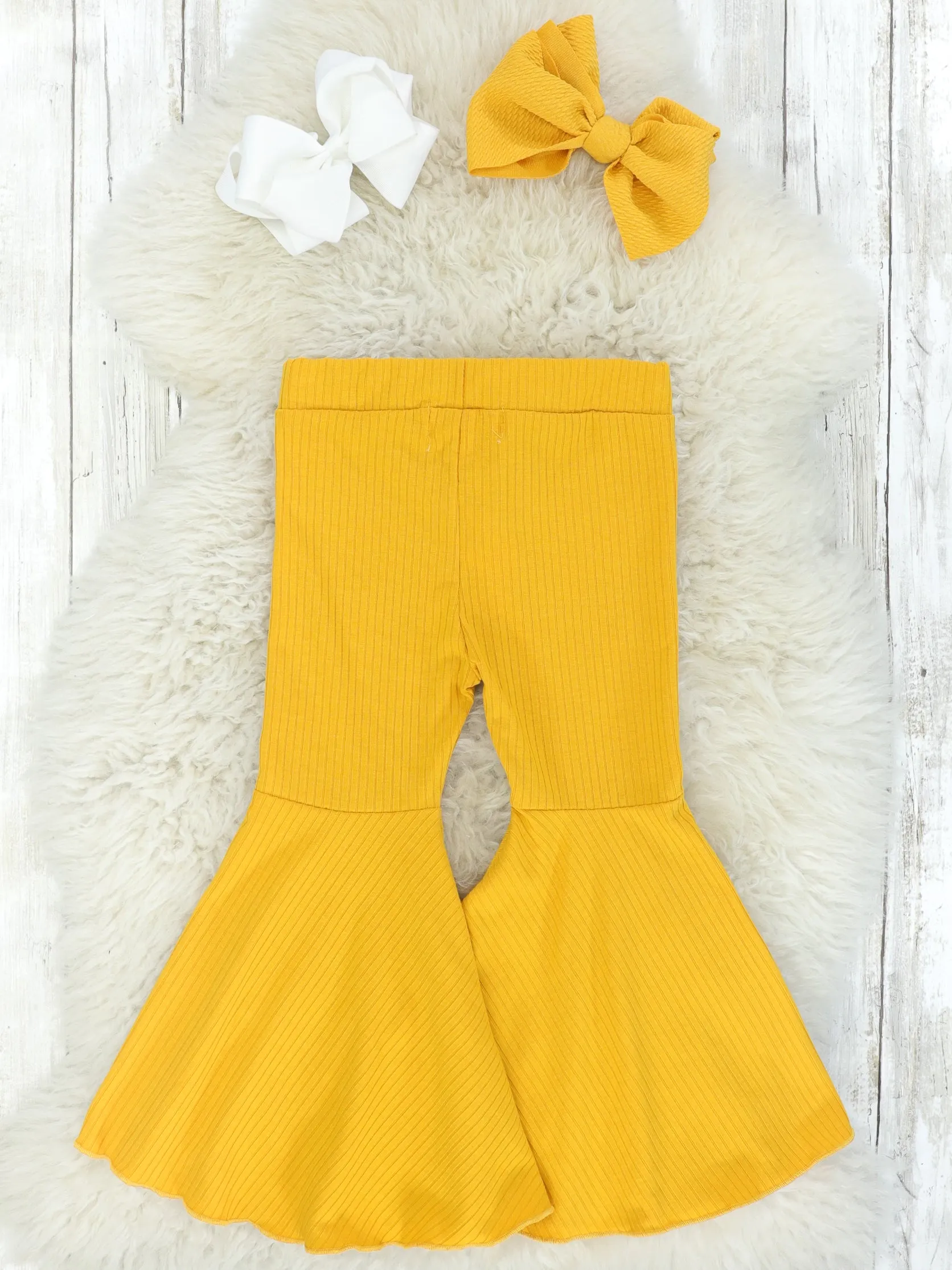 Ribbed Mustard Bell Bottoms