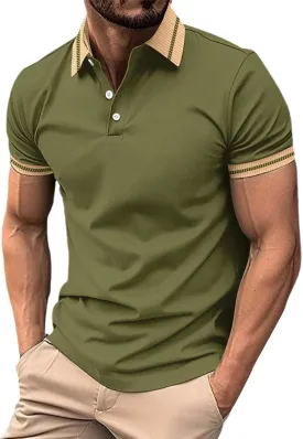 Short Sleeve Polo Shirts for Men Casual Fashion Athletic Polo Bodybuilding Workout Breathable Slim Fit Polo Shirts
