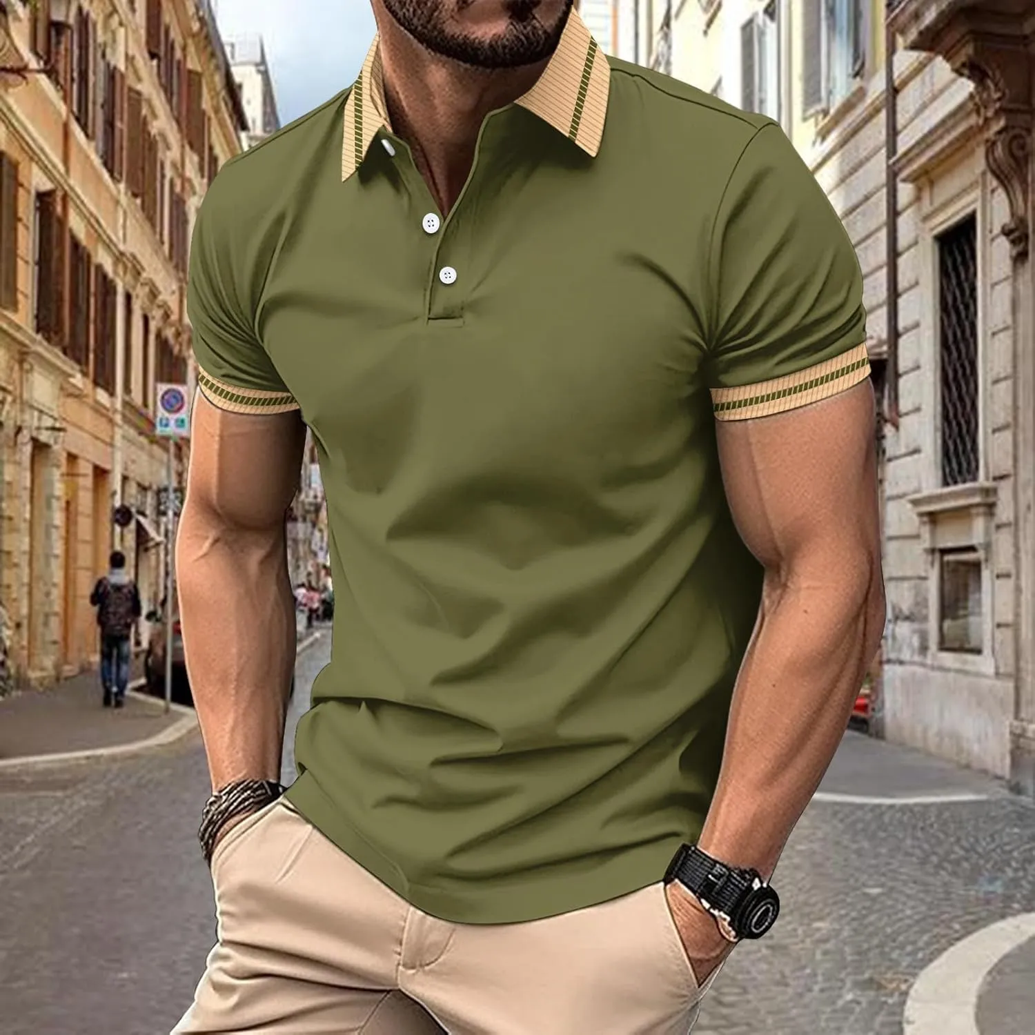 Short Sleeve Polo Shirts for Men Casual Fashion Athletic Polo Bodybuilding Workout Breathable Slim Fit Polo Shirts