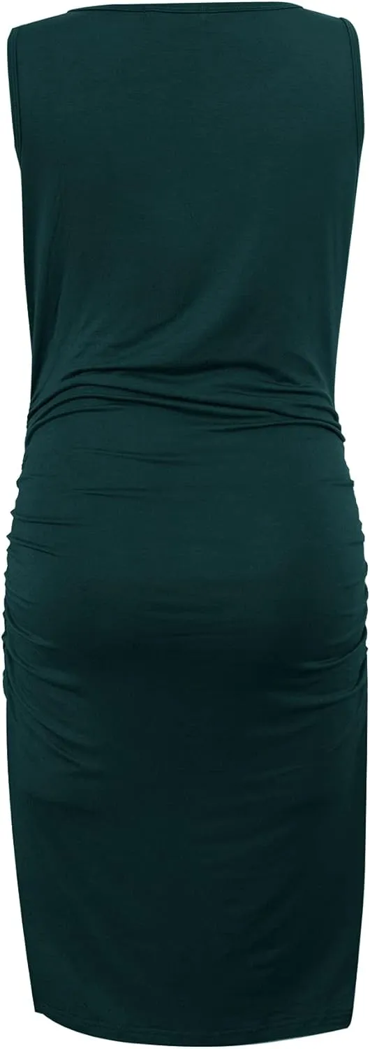 Smallshow Women's Sleeveless Maternity Dress Ruched Pregnancy Clothes