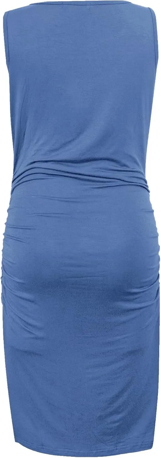 Smallshow Women's Sleeveless Maternity Dress Ruched Pregnancy Clothes