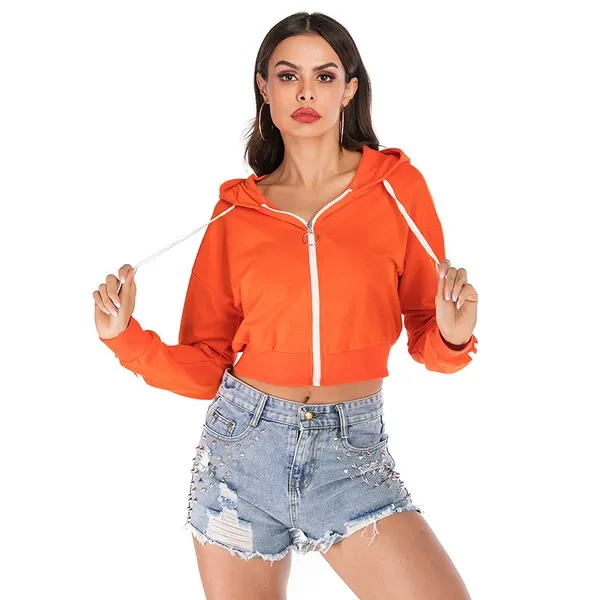 Solid Color Hoodie Zipper Sweatshirt