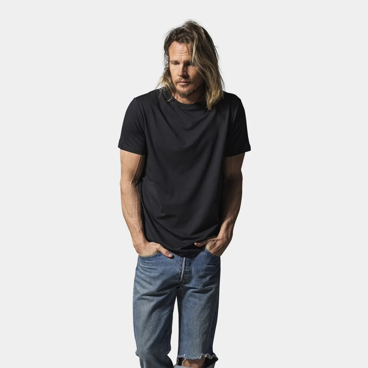 Sort bambus crew neck T-shirt