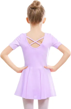 Stelle Ballet Leotards for Girls Dance Leotard with Skirt Toddler Ballet Outfit Criss-Cross Bow Back (Little/Big Kid)