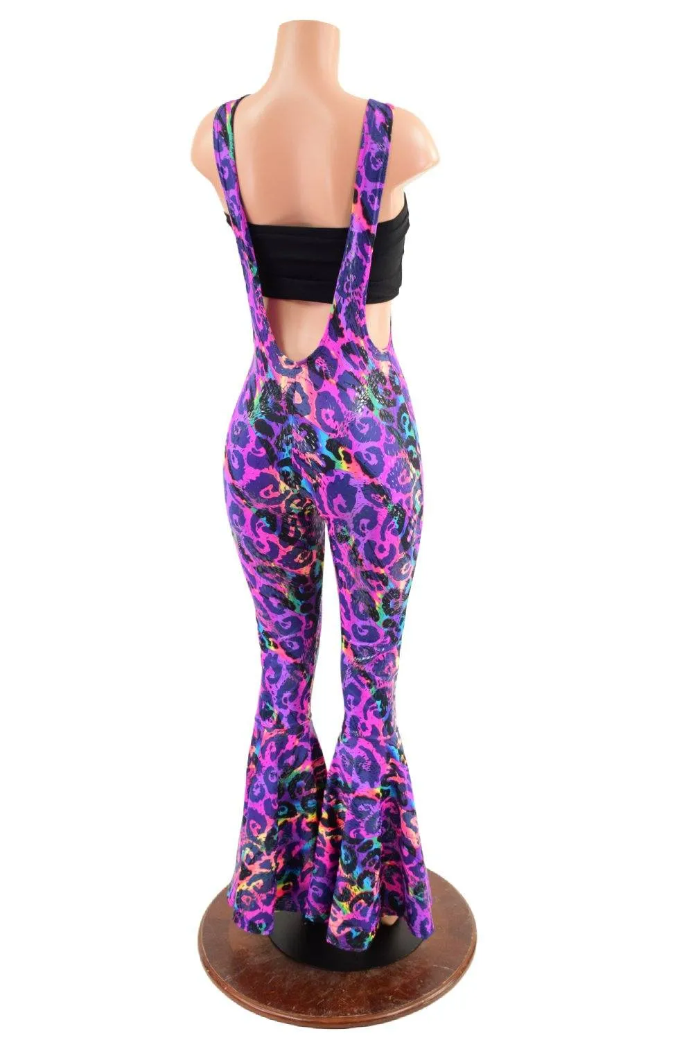 Suspender Bell Bottoms in Rainbow Leopard