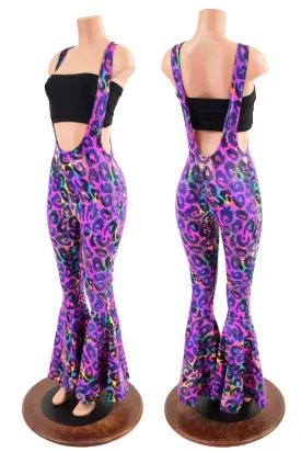 Suspender Bell Bottoms in Rainbow Leopard