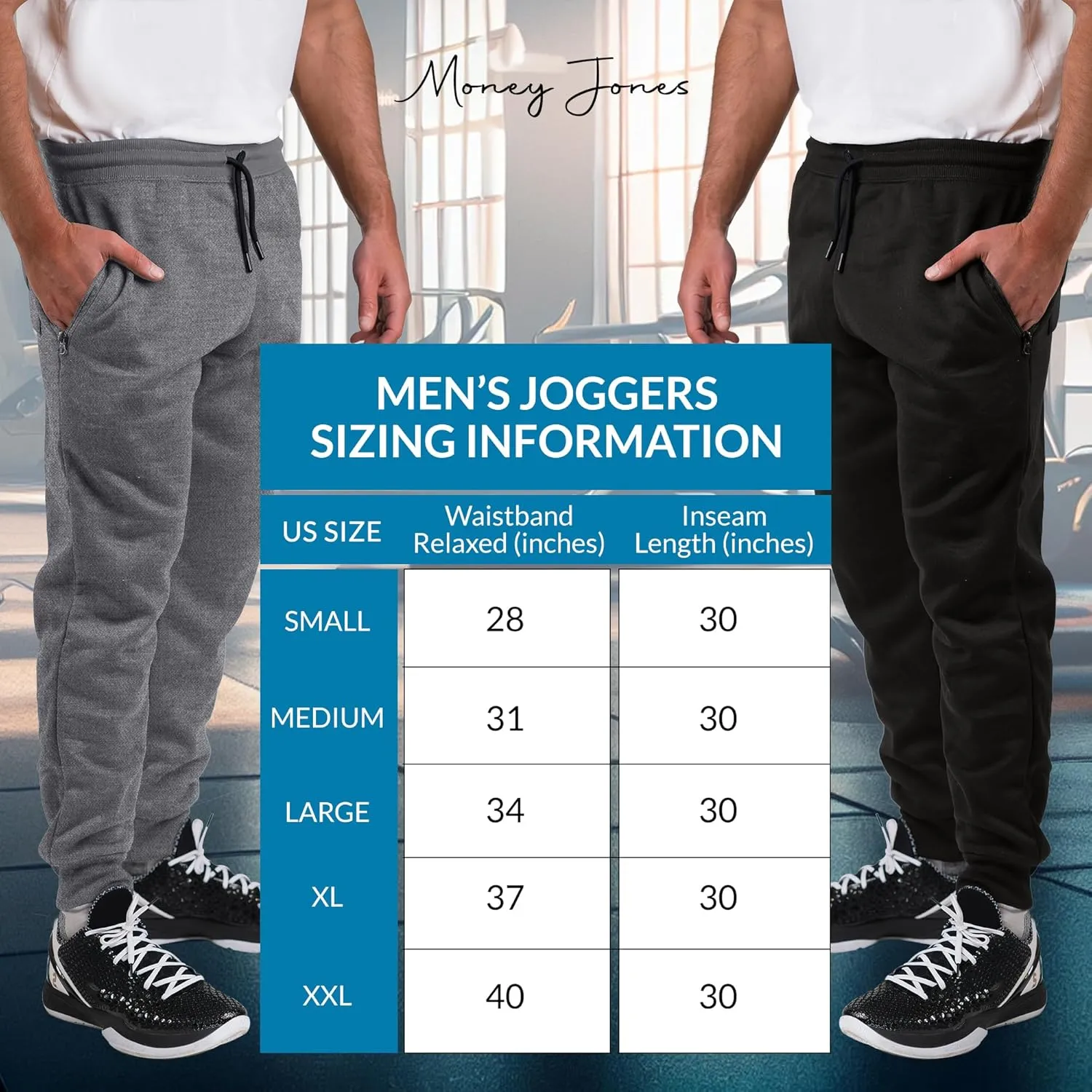Sweatpants for Men 3 Pack Joggers - Men's Athletic Sweatpants with Pockets & Zipper