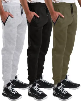 Sweatpants for Men 3 Pack Joggers - Men's Athletic Sweatpants with Pockets & Zipper Sweatpants for Men 3 Pack Joggers - Men's Athletic Sweatpants with Pockets & Zipper