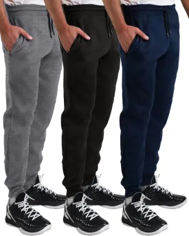 Sweatpants for Men 3 Pack Joggers - Men's Athletic Sweatpants with Pockets & Zipper Sweatpants for Men 3 Pack Joggers - Men's Athletic Sweatpants with Pockets & Zipper