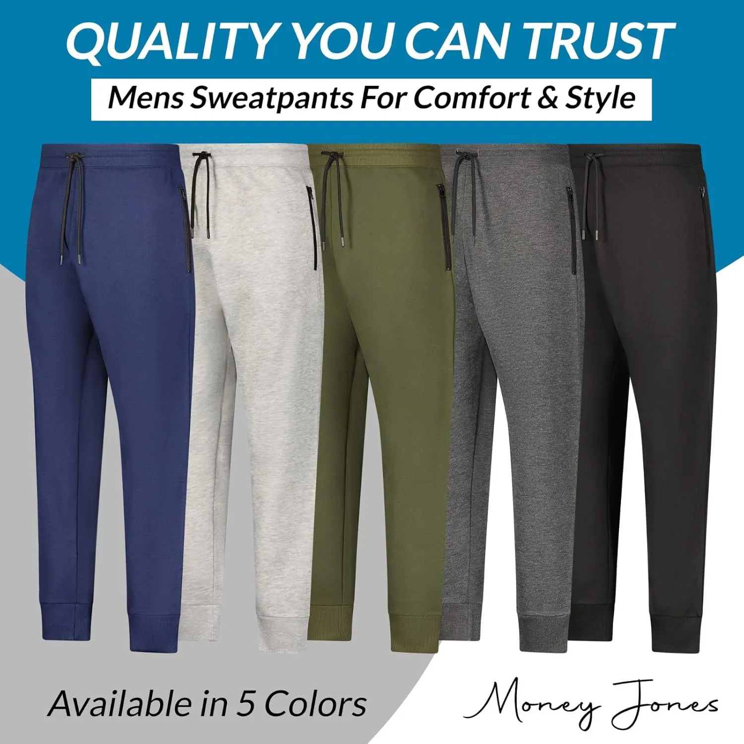 Sweatpants for Men 3 Pack Joggers - Men's Athletic Sweatpants with Pockets & Zipper