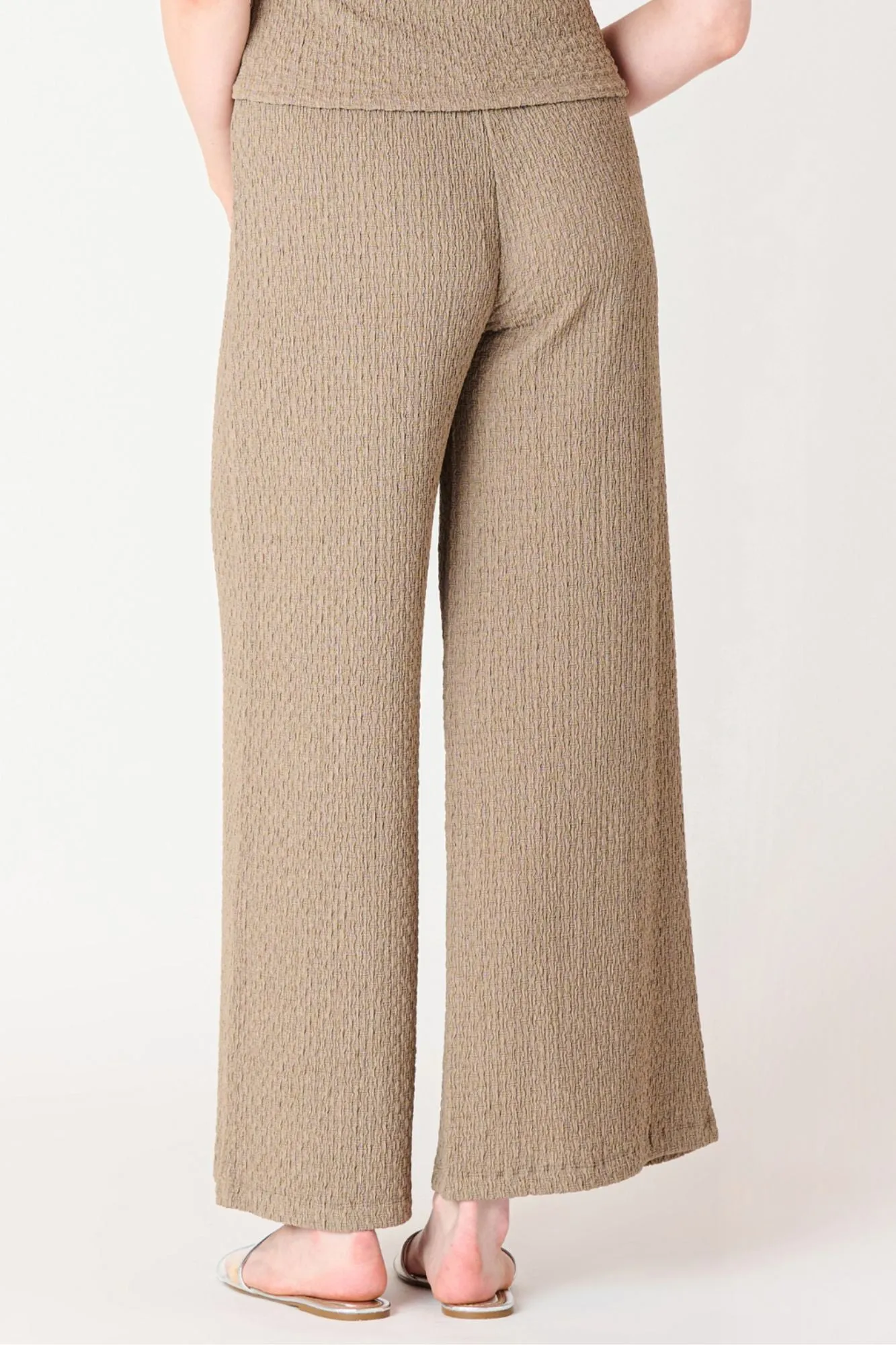 Textured Flowy Wide Leg Pants