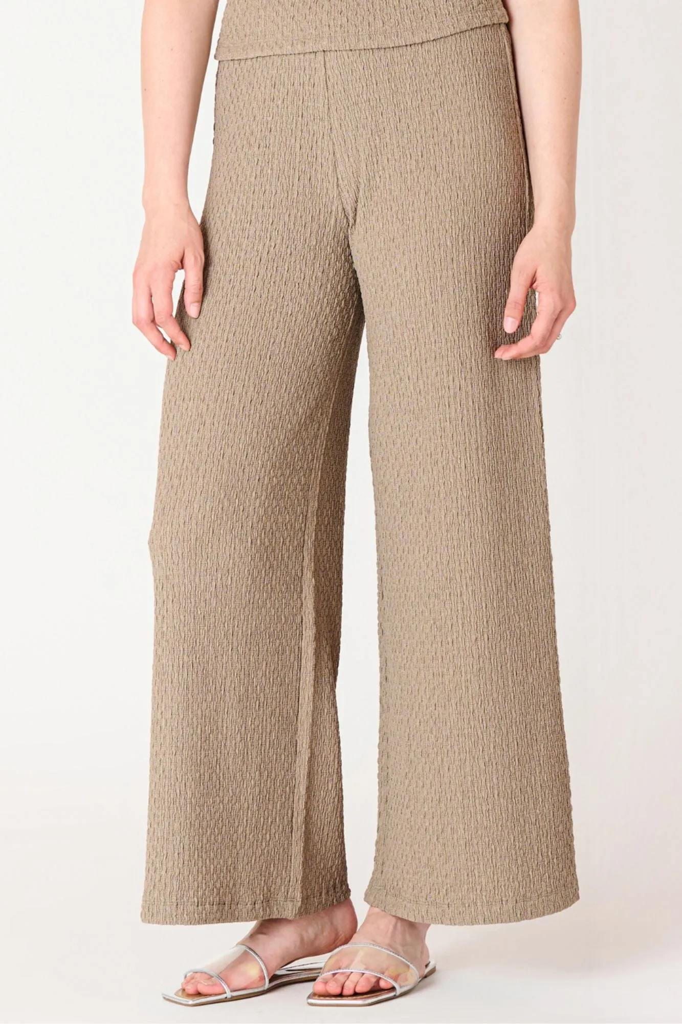 Textured Flowy Wide Leg Pants