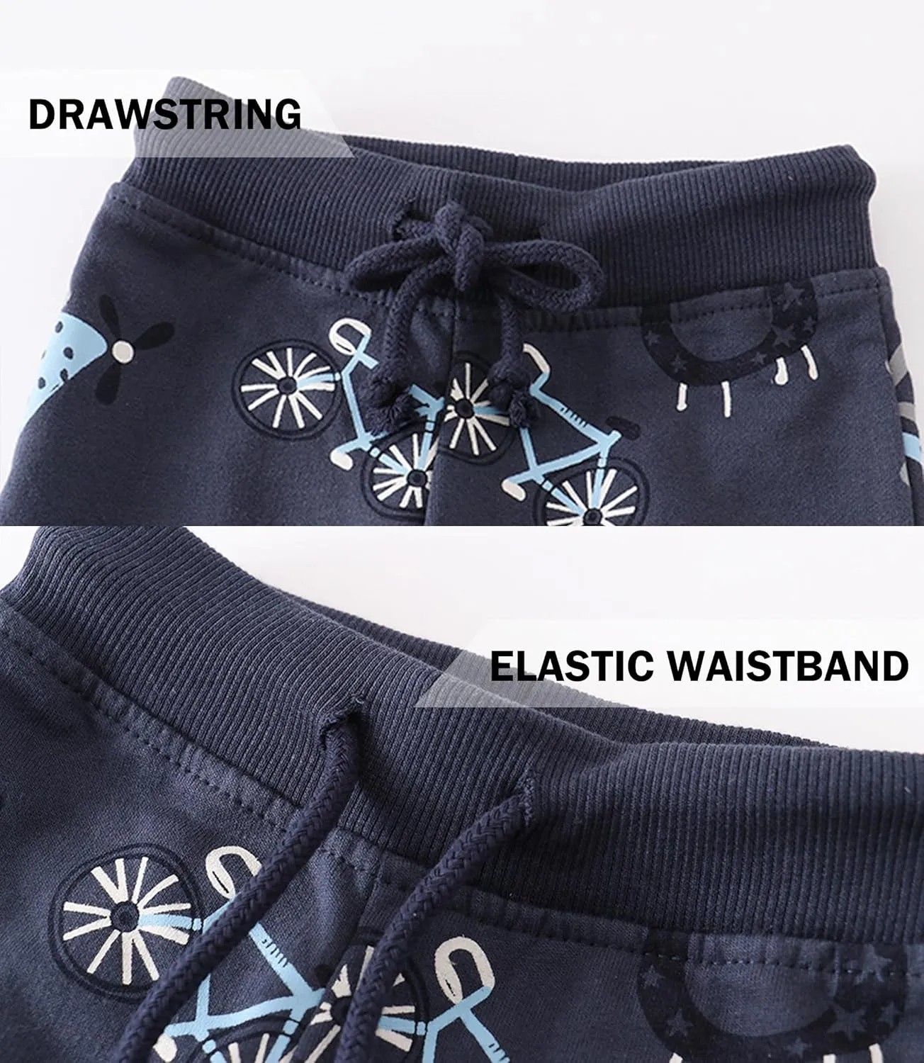 TLAENSON Toddler Boys Pants Drawstring Elastic Sweatpants Cotton Active Joggers for Kids Cartoon Print 1-Pack / 2-Pack