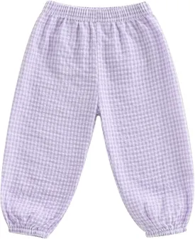 Toddler Baby Girl Boy Cotton Linen Pants Plaid Elastic Jogger Gingham Lantern Long Pants Summer Fall Harem Pants