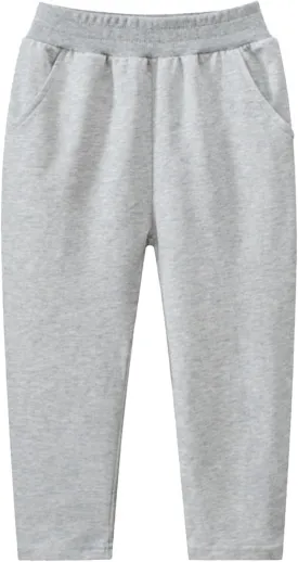 Toddler Boys Girls Cotton Active Jogger Sweatpants, Kids Casual Athletic Solid Pocket Pull On Pants