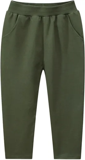 Toddler Boys Girls Cotton Active Jogger Sweatpants, Kids Casual Athletic Solid Pocket Pull On Pants