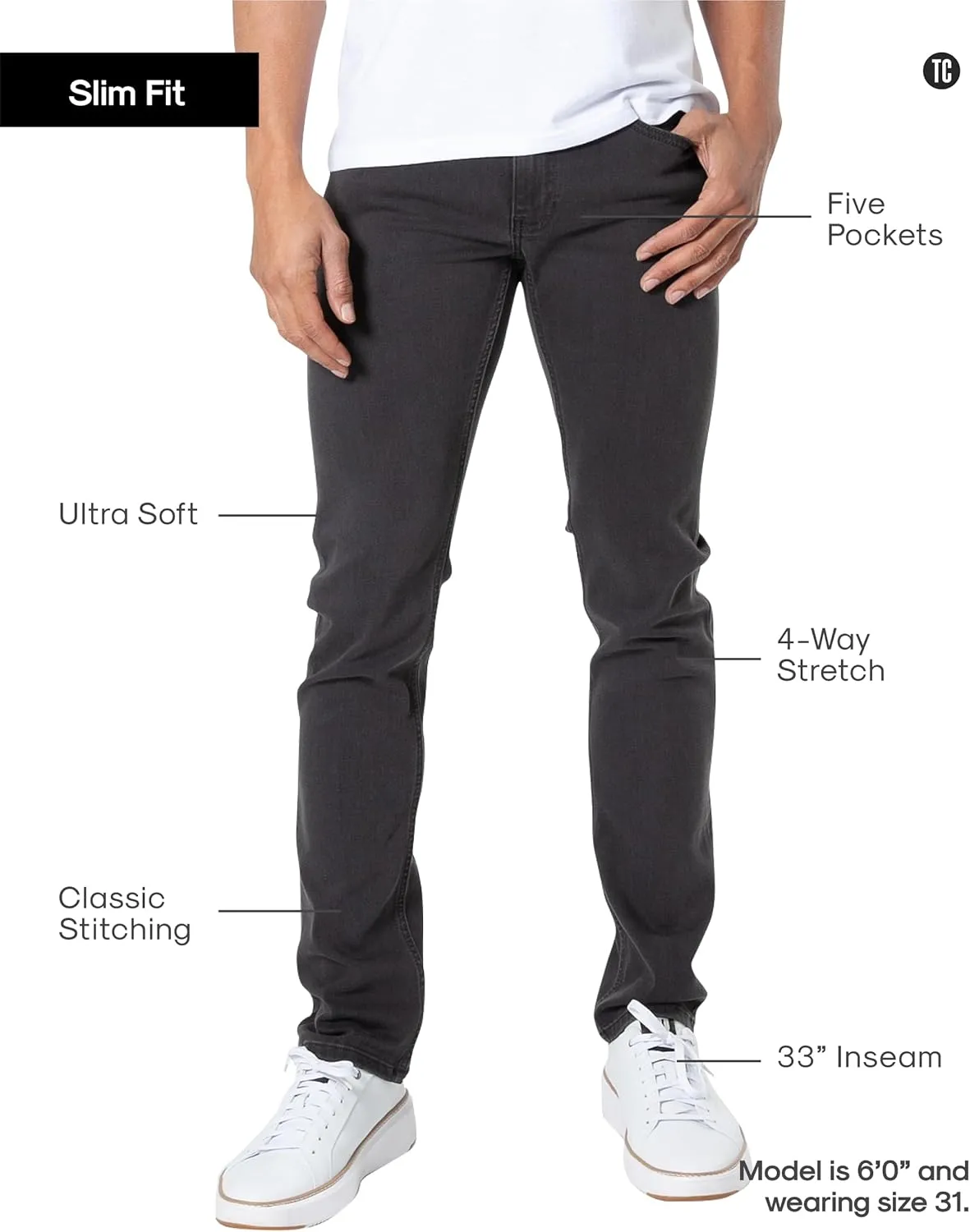 True Classic Mens Jeans - Stretch Jeans for Men, Ultra-Soft Premium Fabric