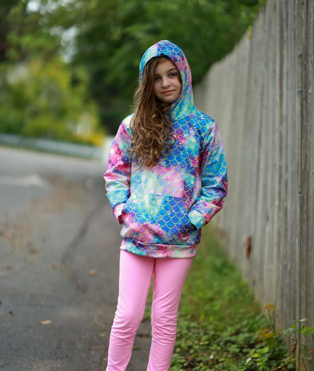 uideazone Girls Pullover Hoodies 3D Graphic Printed Hooded Sweatshirt with Pocket 4-14 Years