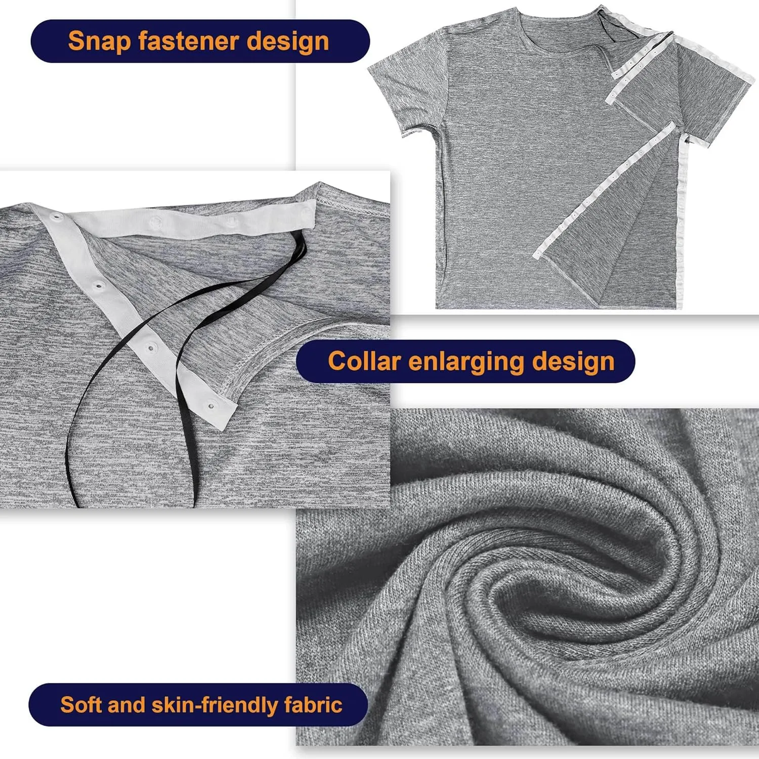 Unisex Post Shoulder Surgery Shirts for Men Rotator Cuff Chest Recovery Shirt Women Full Snap Access Dialysis Chemo Clothing