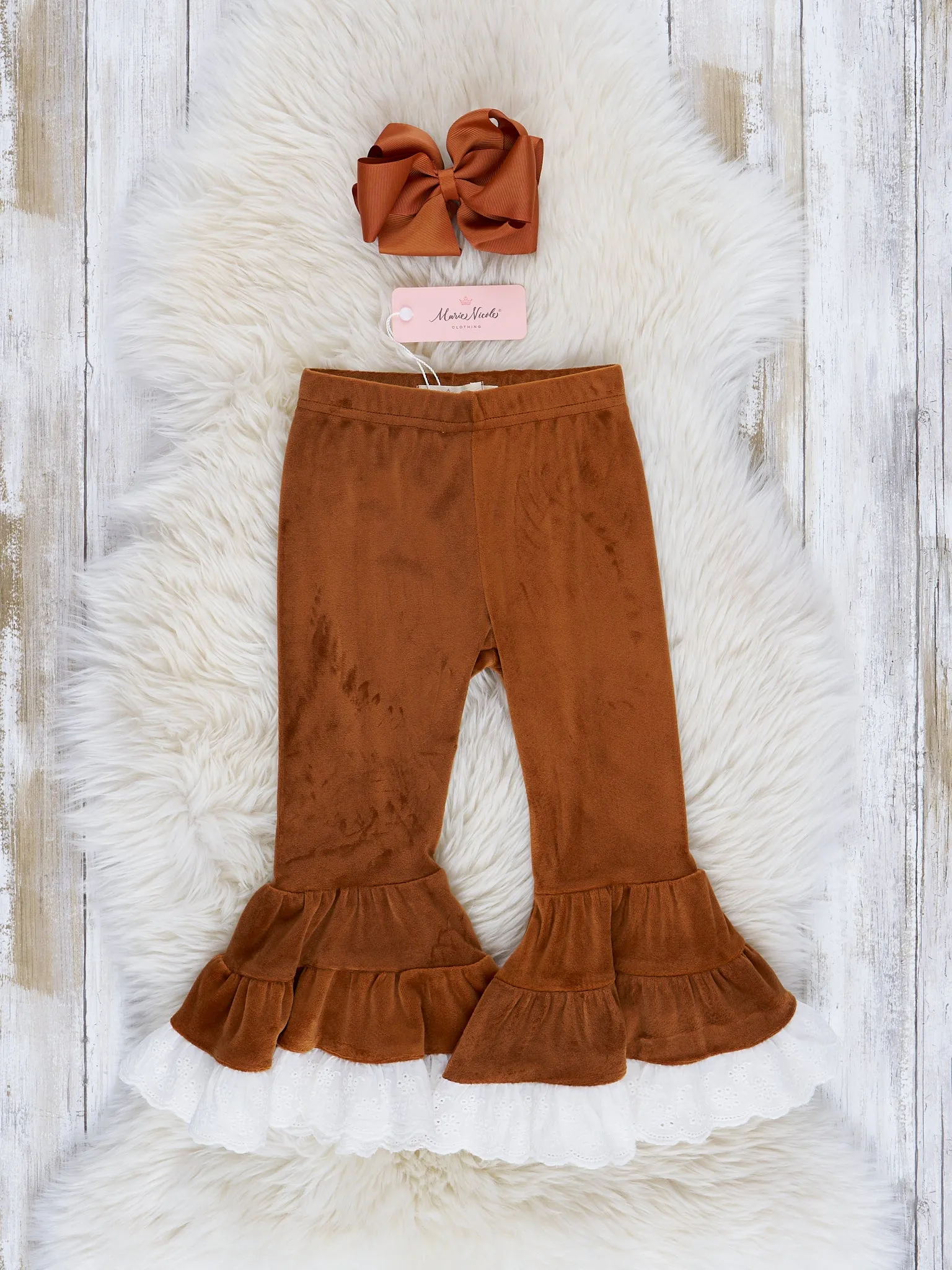 Velvet Lace Hem Bell Bottoms