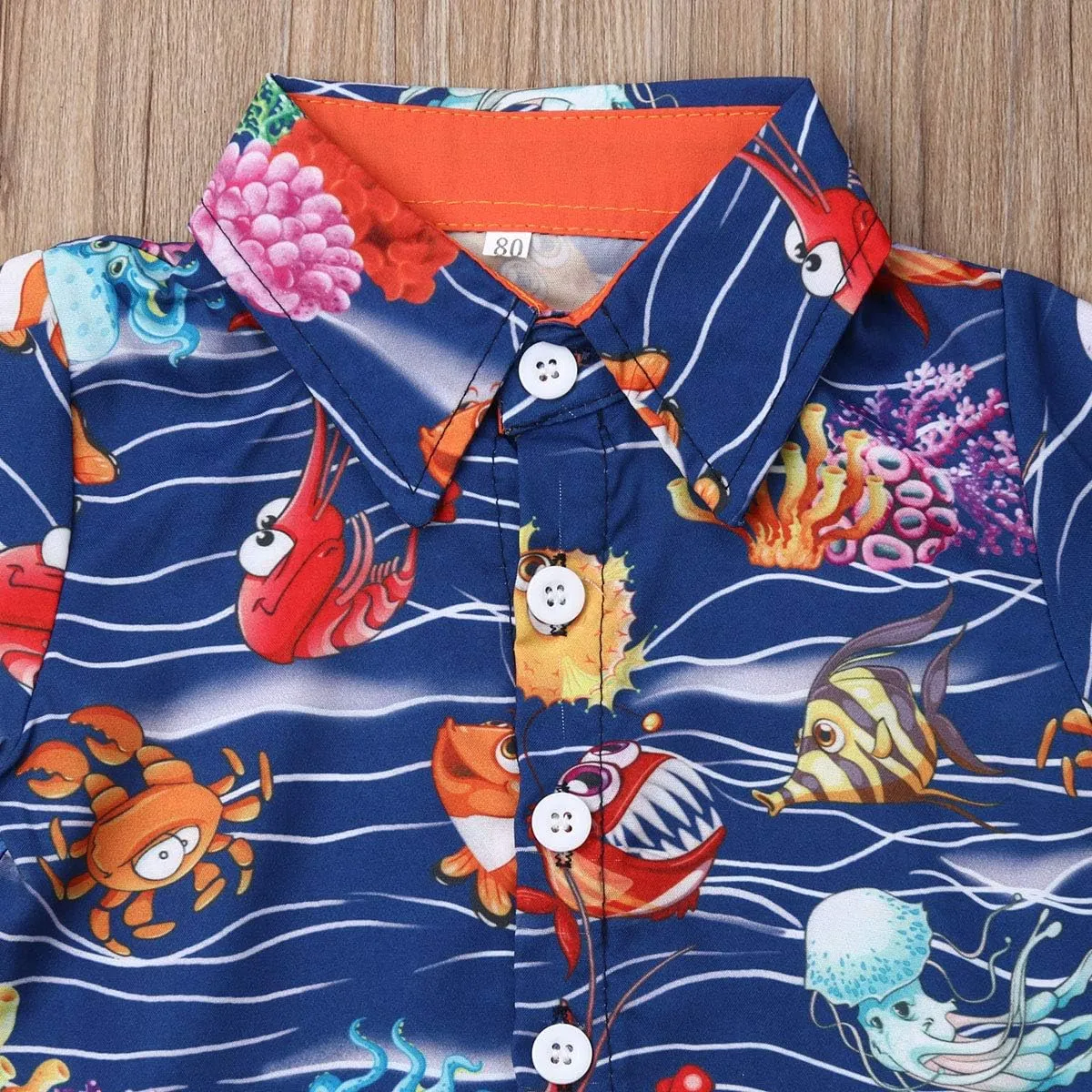 VISGOGO Toddler Baby Boy Flamingo Short Sleeve Button Down Shirt & Casual Shorts Set Summer Outfits 1-6 Years Clothes