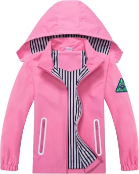 Waterproof Hooded Jacket for Boys Girls,Kids Raincoats Outdoor Windbreaker Dinosaur Rain Jacket
