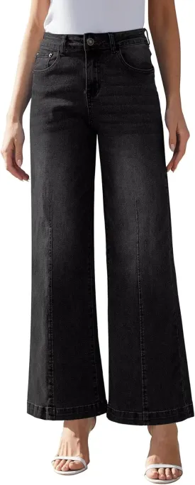 Wide Leg Jeans for Women - High Waisted Baggy Jeans Stretch Loose Denim Pants