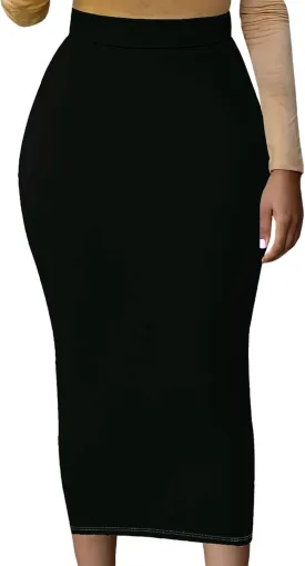 Women Bodycon Vintage Print Midi Skirt High Waist Sexy Pencil Skirt