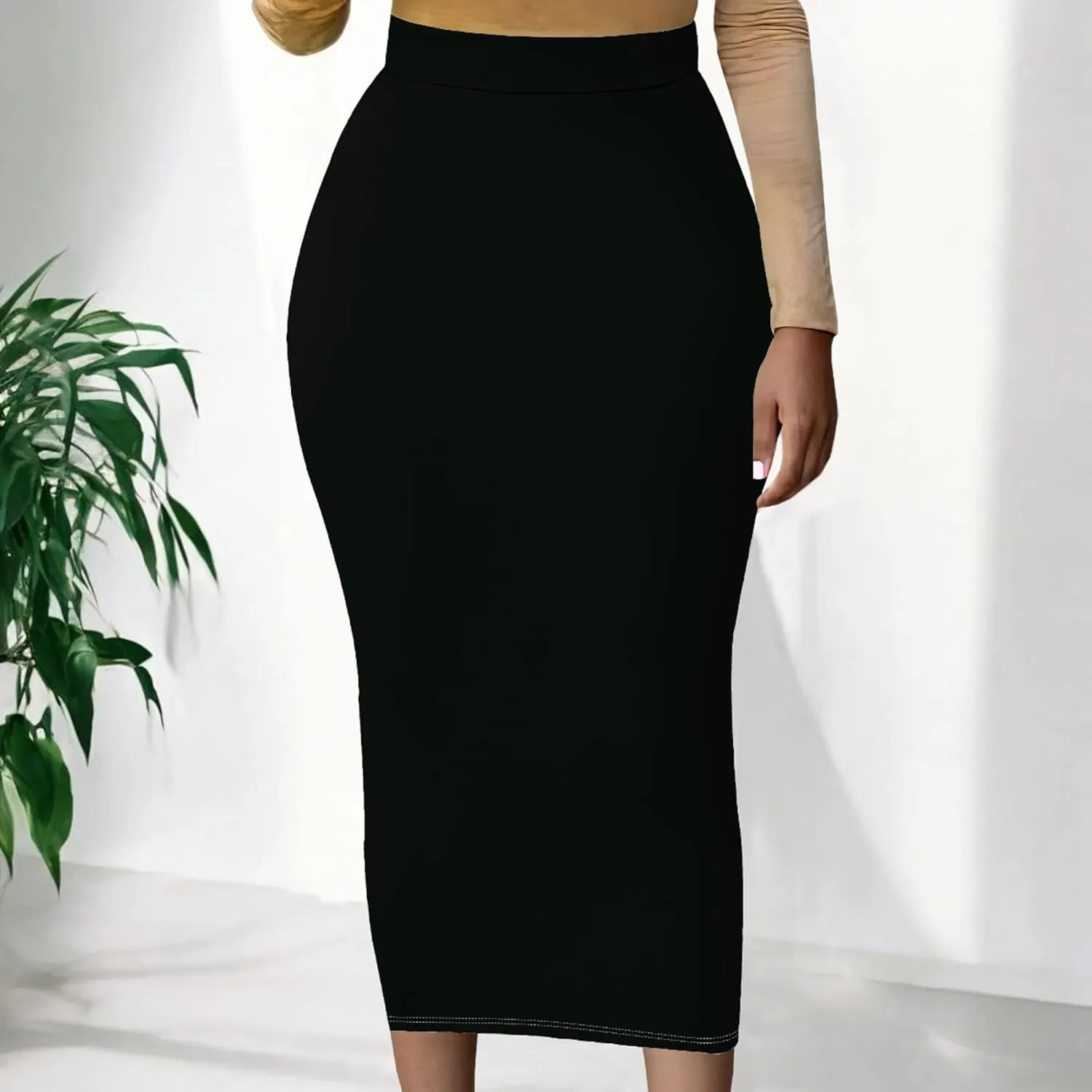 Women Bodycon Vintage Print Midi Skirt High Waist Sexy Pencil Skirt