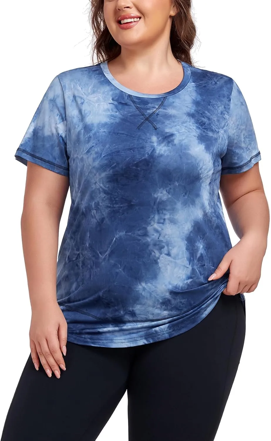 Women's Plus Size Workout Tops Short Sleeve Loose fit Shirts Athletic Gym Yoga Clothing