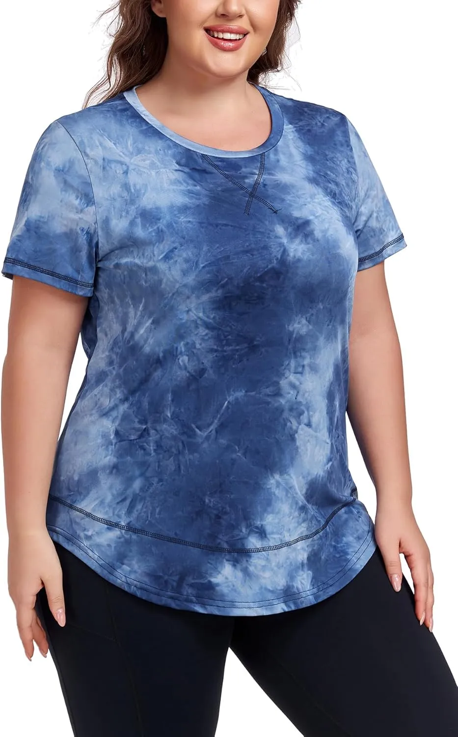Women's Plus Size Workout Tops Short Sleeve Loose fit Shirts Athletic Gym Yoga Clothing