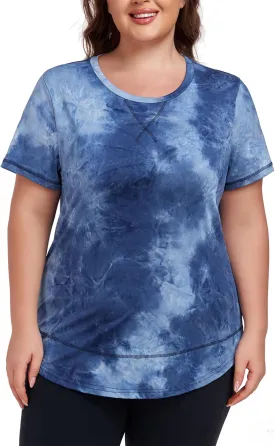 Women's Plus Size Workout Tops Short Sleeve Loose fit Shirts Athletic Gym Yoga Clothing