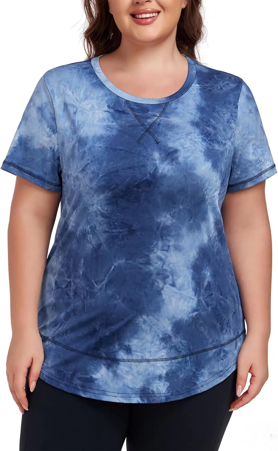 Women's Plus Size Workout Tops Short Sleeve Loose fit Shirts Athletic Gym Yoga Clothing