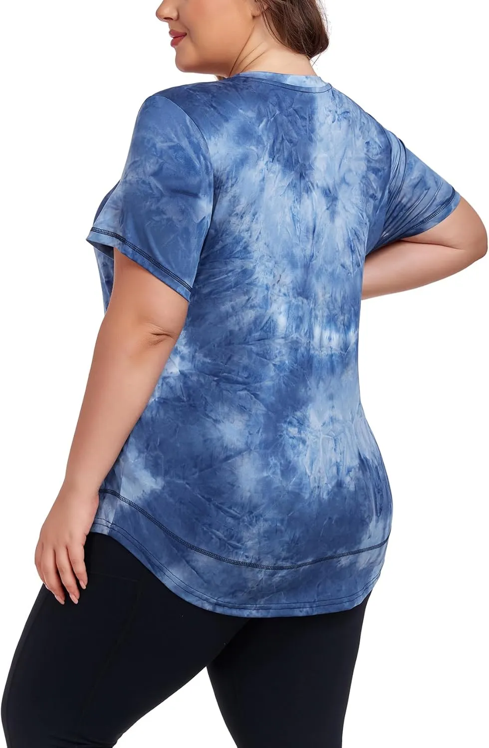 Women's Plus Size Workout Tops Short Sleeve Loose fit Shirts Athletic Gym Yoga Clothing