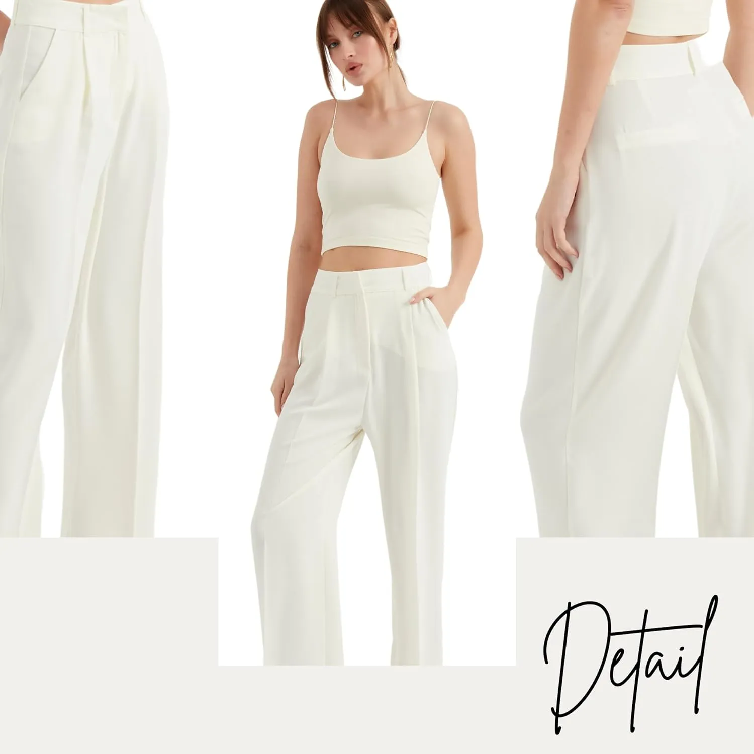 Women's Satin Pant | Casual Wide Leg High Waist Palazzo Trousers | Summer Pleated Women Pant Clothing