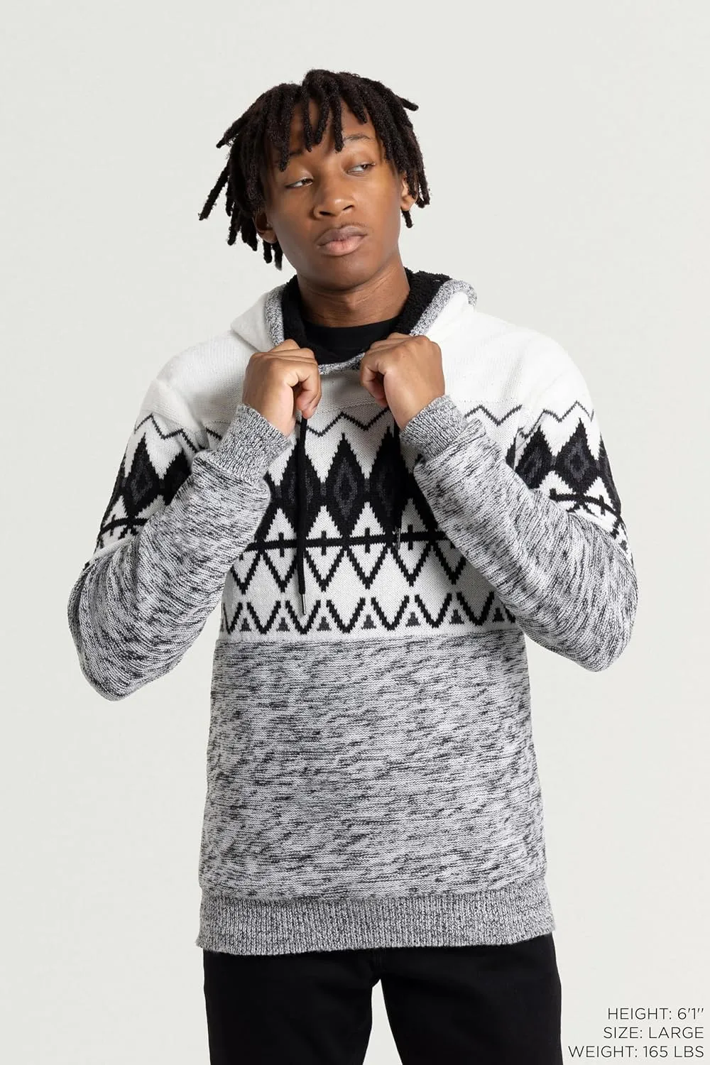 X RAY Mens Fashion Hoodies Pullover Sweater, Casual Knit Color Block Slim Fit Hoodies for Men